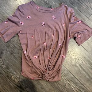 Victoria’s Secret PINK crop tee. Flowers adorn tee size Medium. New with no tags